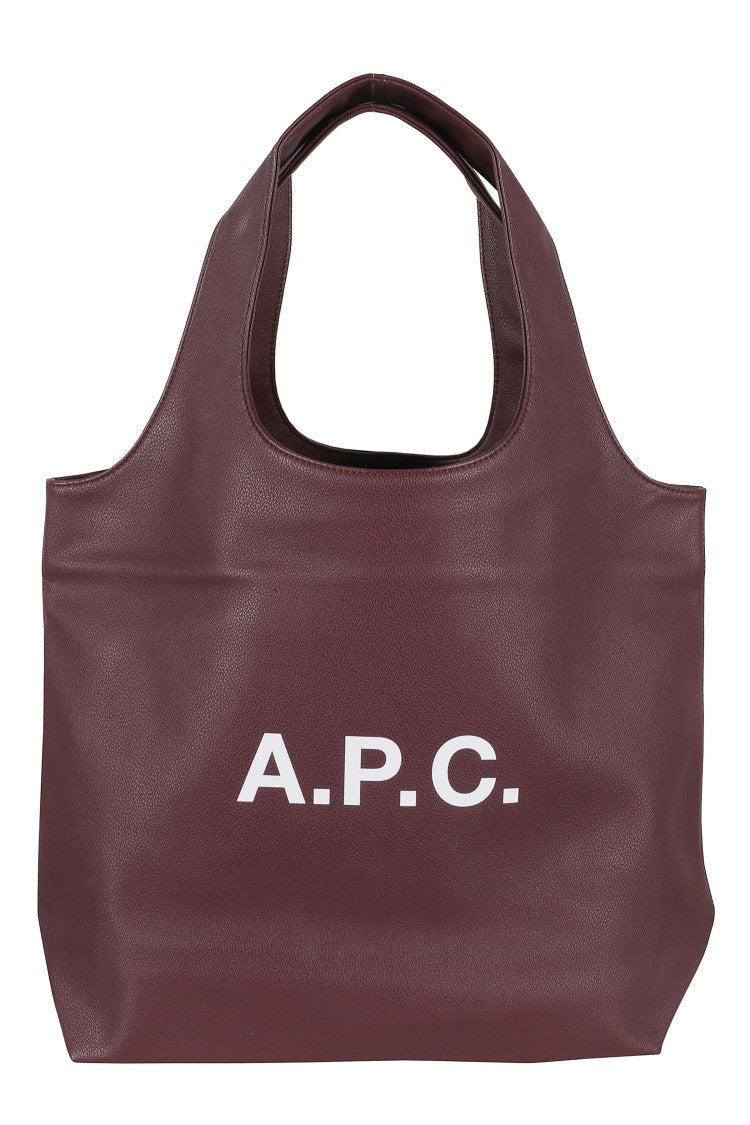 A.P.C. Wine Ninon Front-Logo Polyurethane Tote Bag