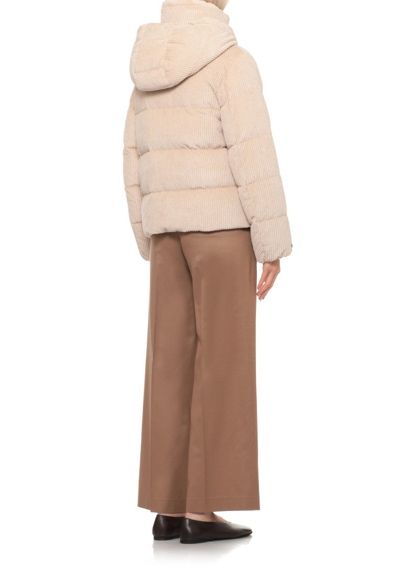 Peserico Beige Hooded Quilted Cotton-Blend Down Jacket