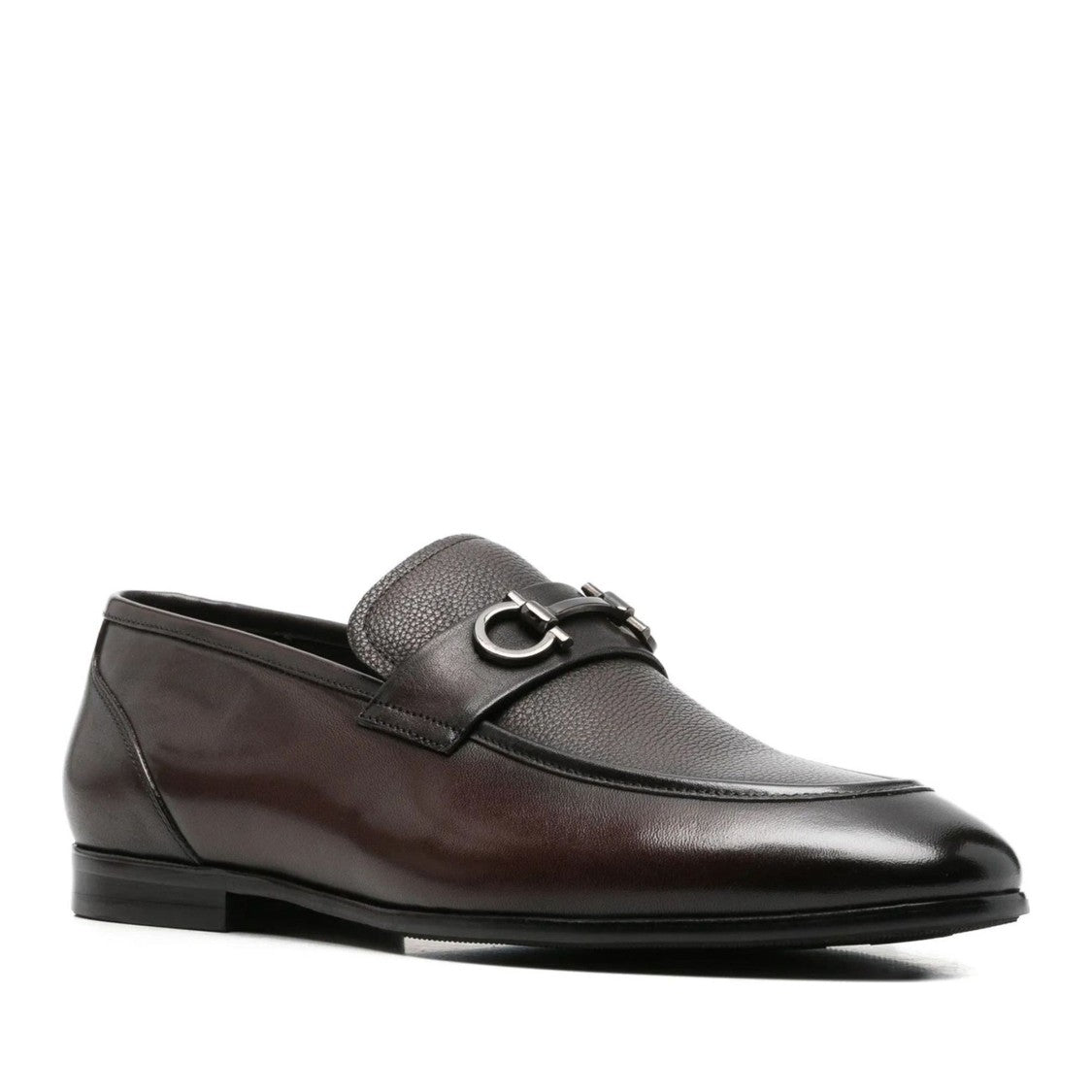 Alberto Gozzi Brown Subtle Metal Detail Leather Flats