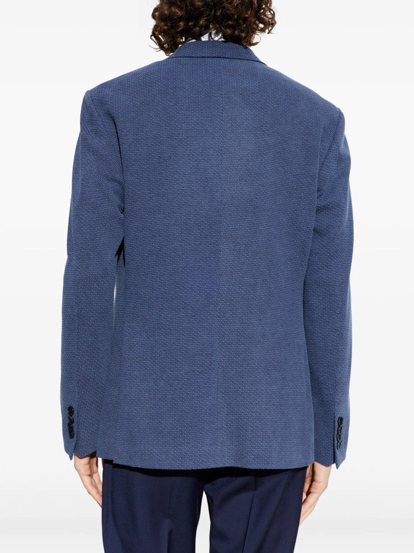 Etro Roma Jersey Blue Textured Floral-Lined Jacket
