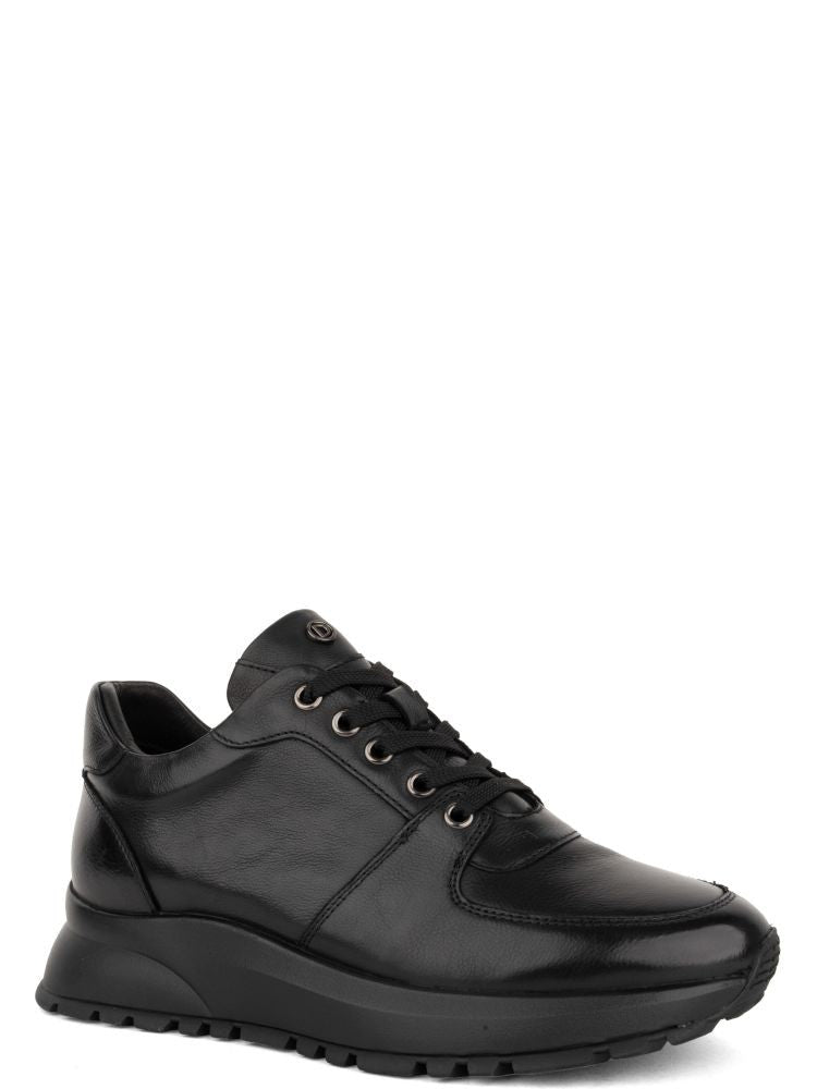 Adrianna Feretti Black Effortless Textured Tread Lace-Up Leather Ankle Boots
