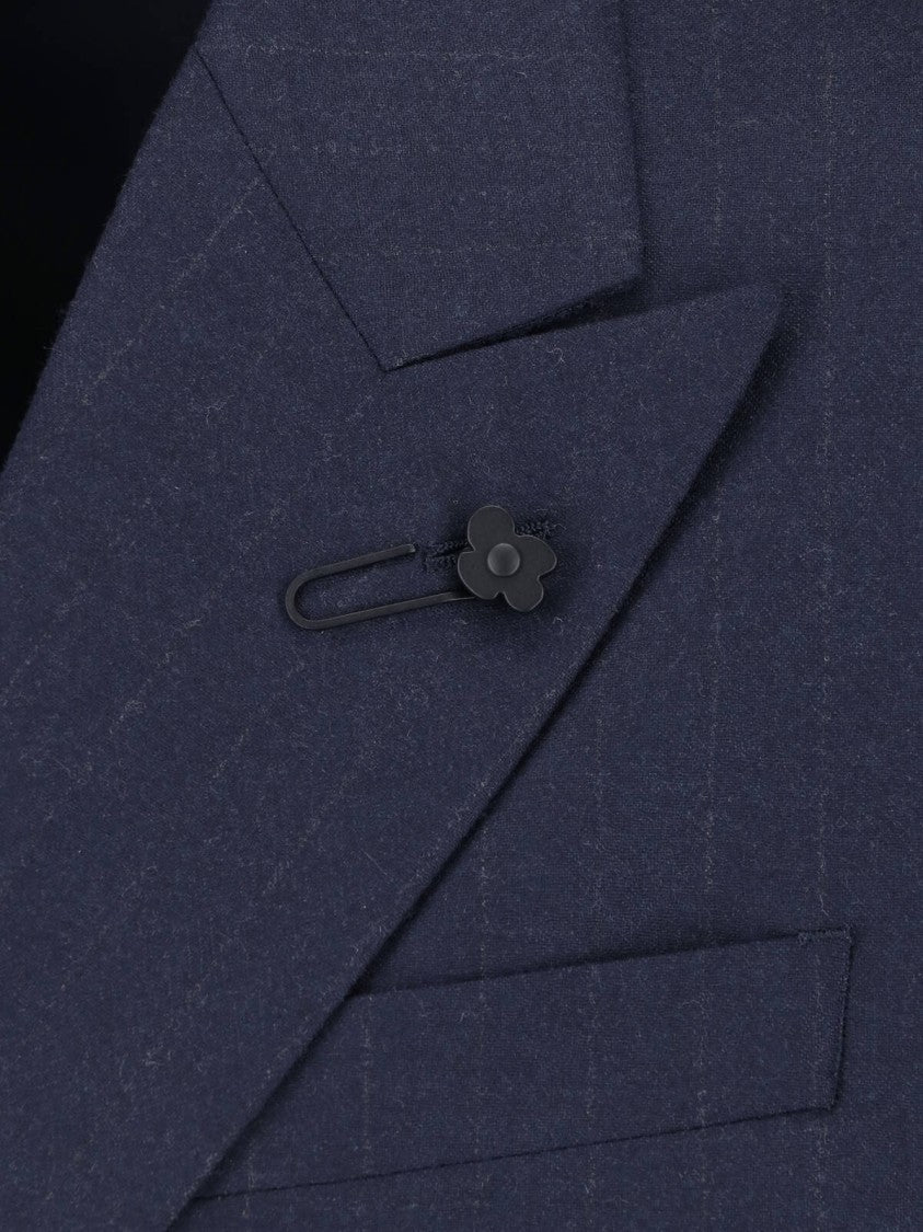 Lardini Double-Breasted Virgin Wool Suit With Peaked Lapels