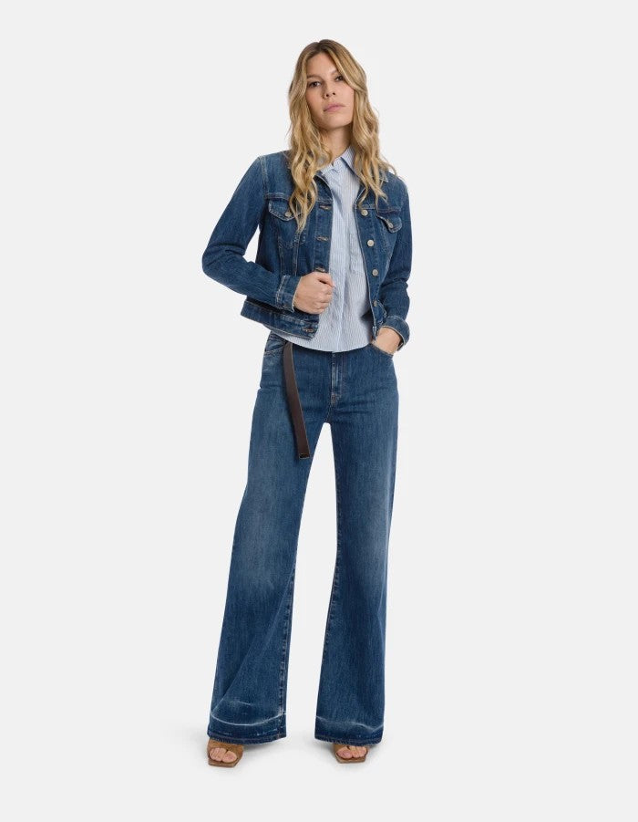 Dondup Fitted Medium Blue Denim Jacket With Button-Down Front
