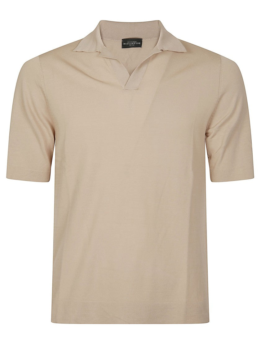 Ballantyne Plain Cotton V-Neck Polo Shirt