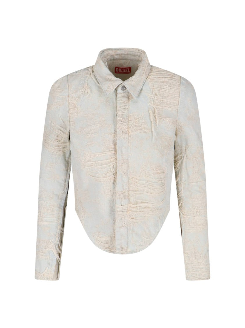 Diesel Layered Distressed Denim Shirt Jacket