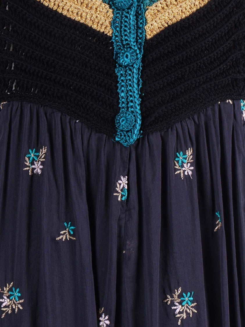 Forte Forte Petites Fleurs Voile Embroidered Midi Dress