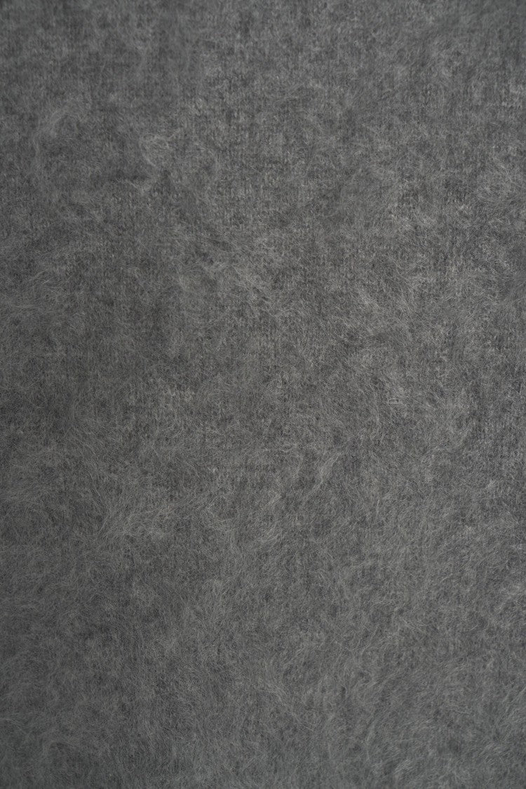 Soft Goat Brushed Cashmere Crew Neck Sweater With Ribbed Details