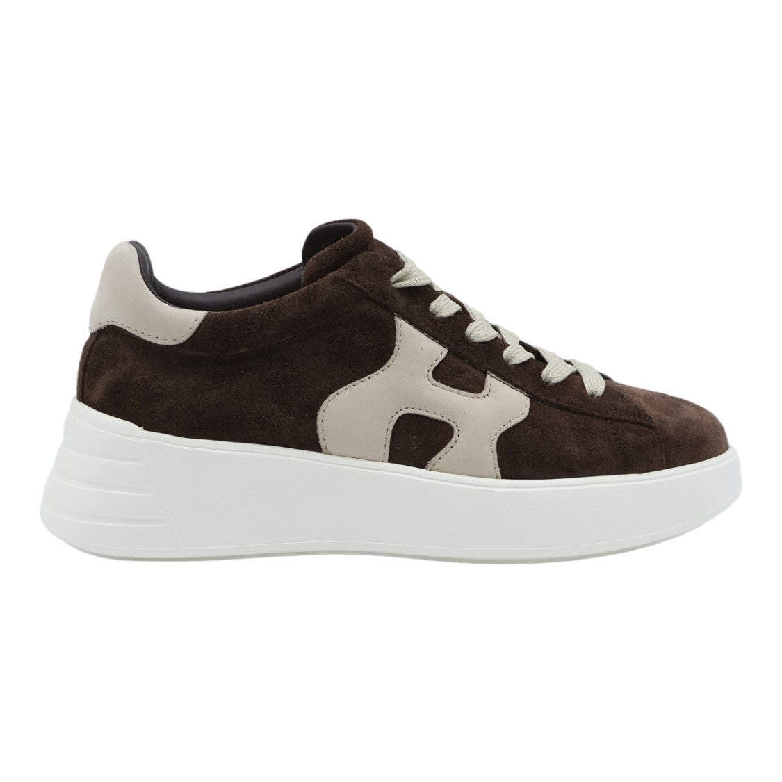 Hogan Dark Brown Suede Sneakers With Beige Leather Accents