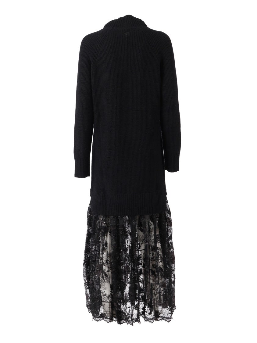 Ermanno Scervino Fitted Wool Midi Dress With Long Sleeves