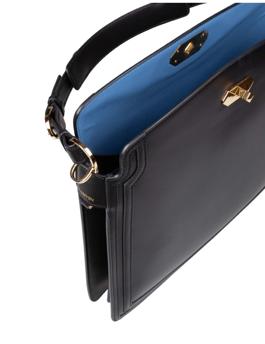 Lanvin Compagnon Leather Shoulder Bag, Black