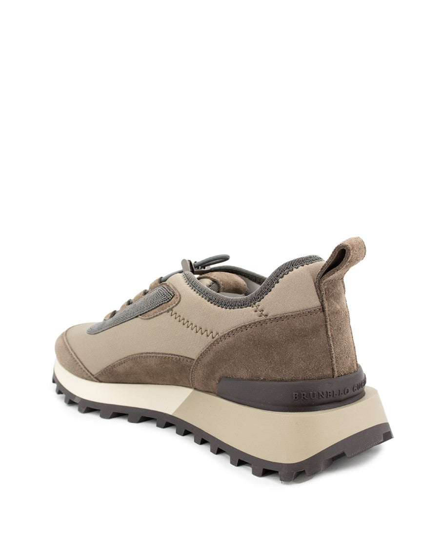 Brunello Cucinelli Bead-Embellished Suede And Techno Fabric Runners