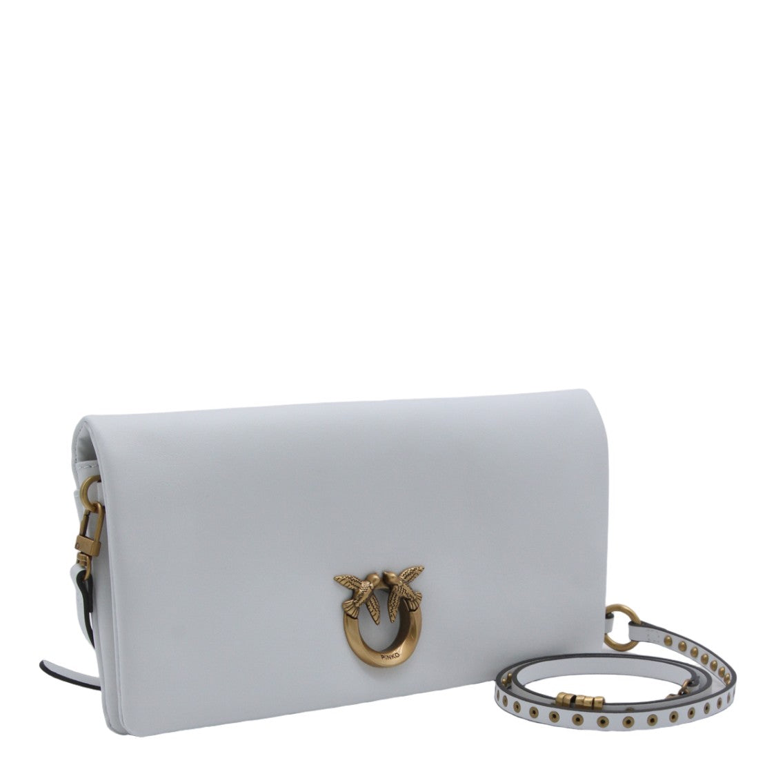 Pinko Rectangular White Bag With Gold-Tone Clasp