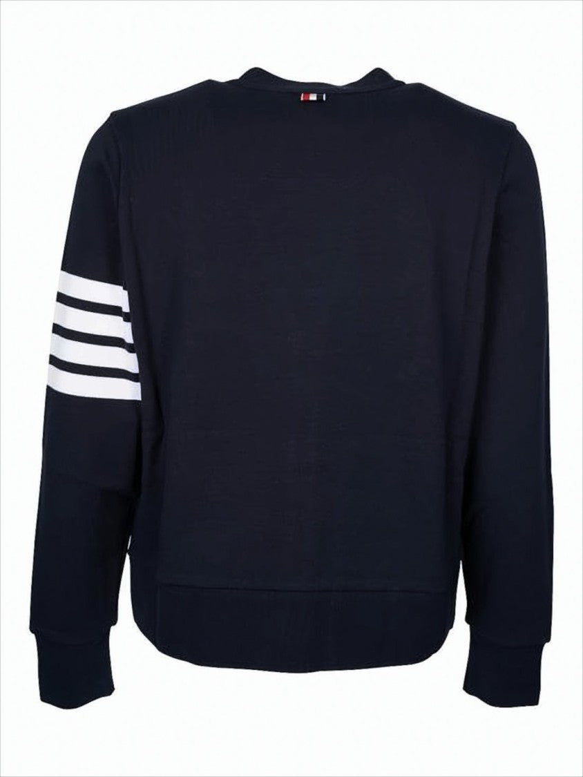 Thom Browne Cropped Blue Cardigan With Deep V-Neck And Signature Stripes