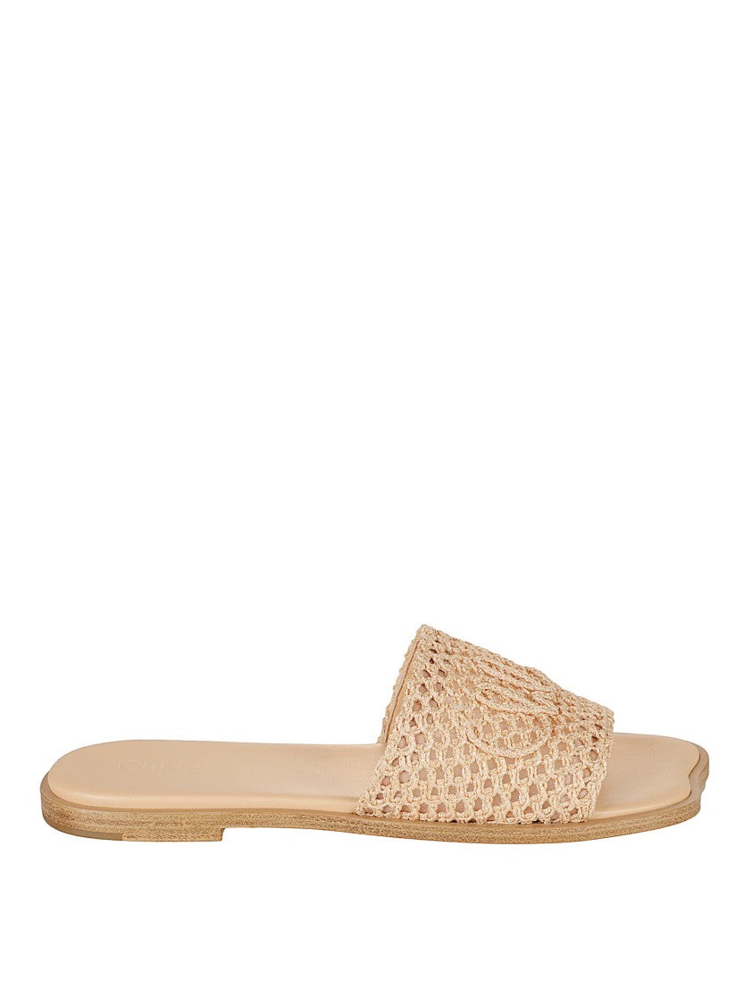Chloé Crochet-Effect Soleil Slides With Embroidered Logo Detail