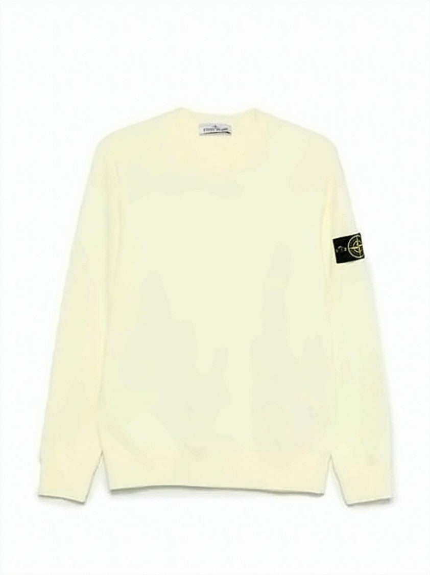 Stone Island Organic Cotton Fleece Crewneck Sweatshirt With Minimalist Design