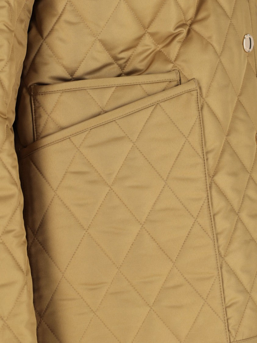 Burberry Quilted Beige Jacket With Classic Black Corduroy Collar