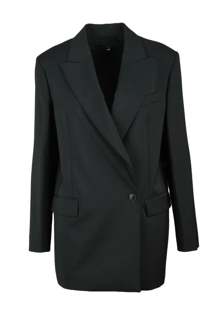 Max Mara Long Jacket Virgin Wool - Black