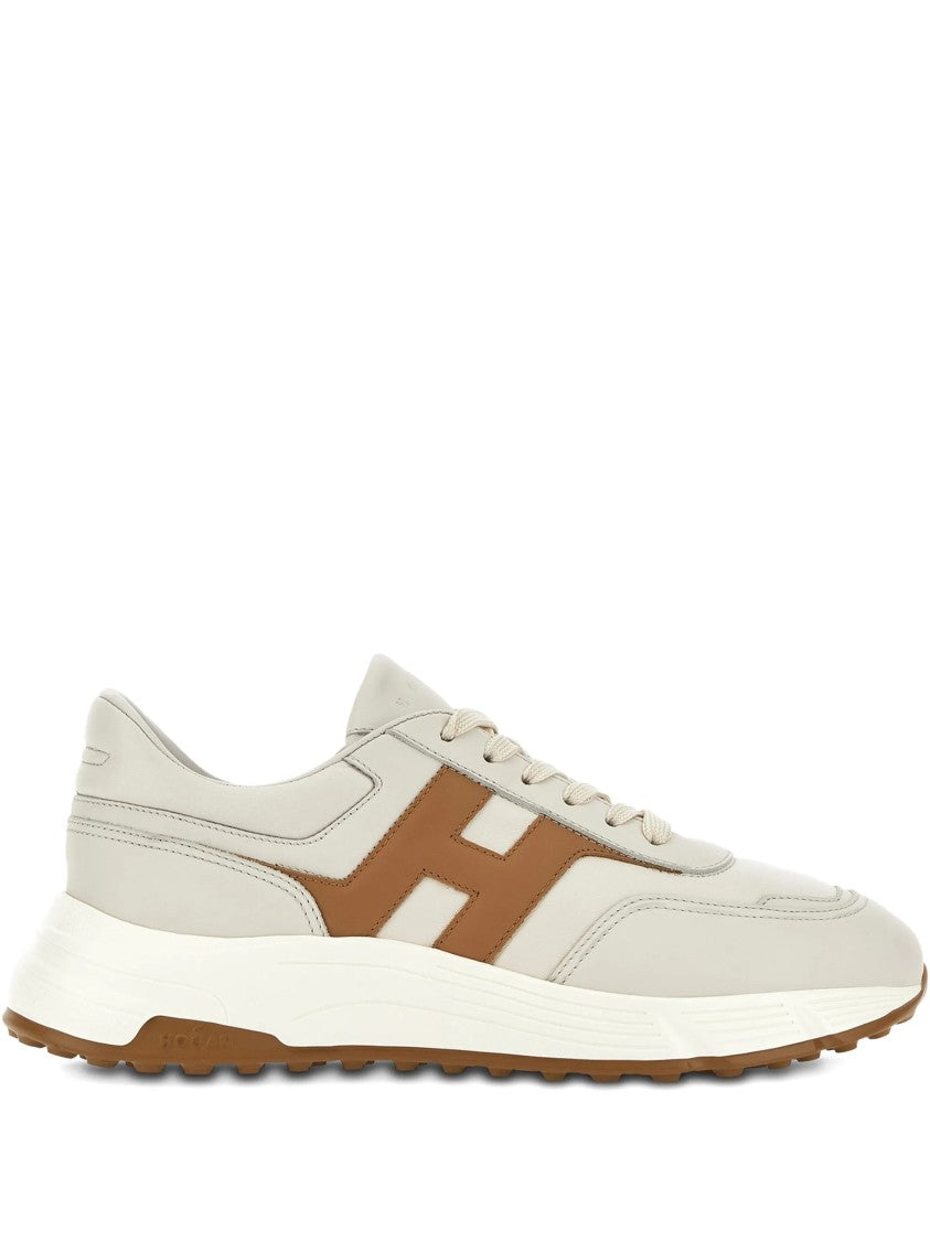 Hogan Beige Low-Top H Logo Cushioned Sneakers