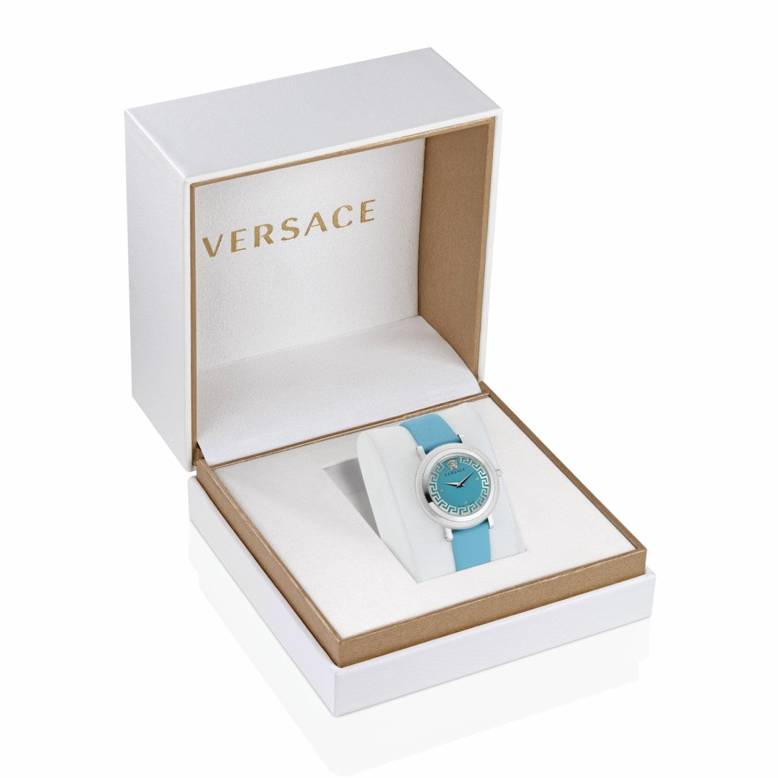 Versace Quartz Timepiece With Greca Motif And Medusa Detail