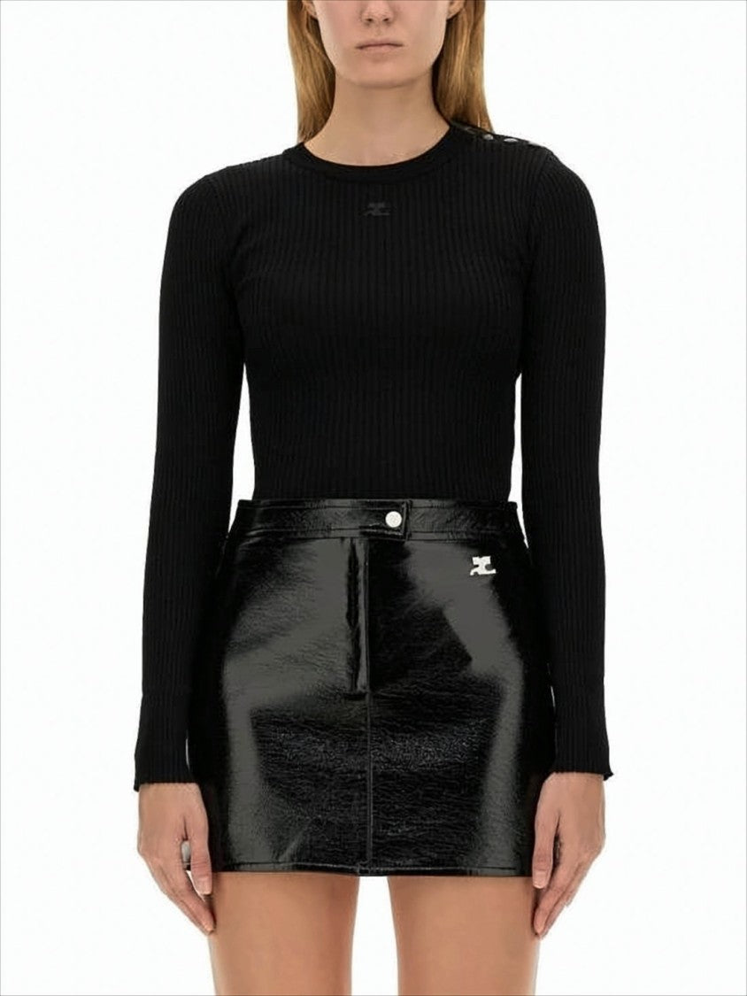 Courrèges Fitted Ribbed Sweater With Decorative Buttons