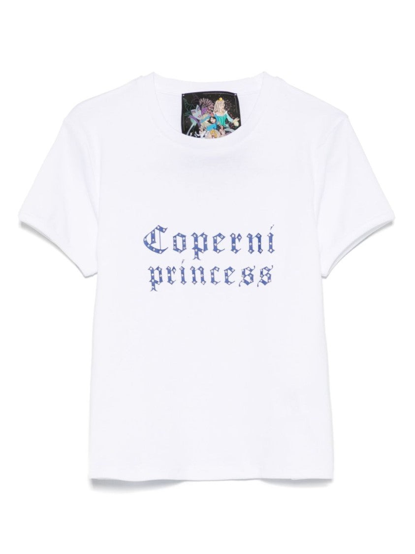 Coperni White Ribbed Crew Neck Logo Top