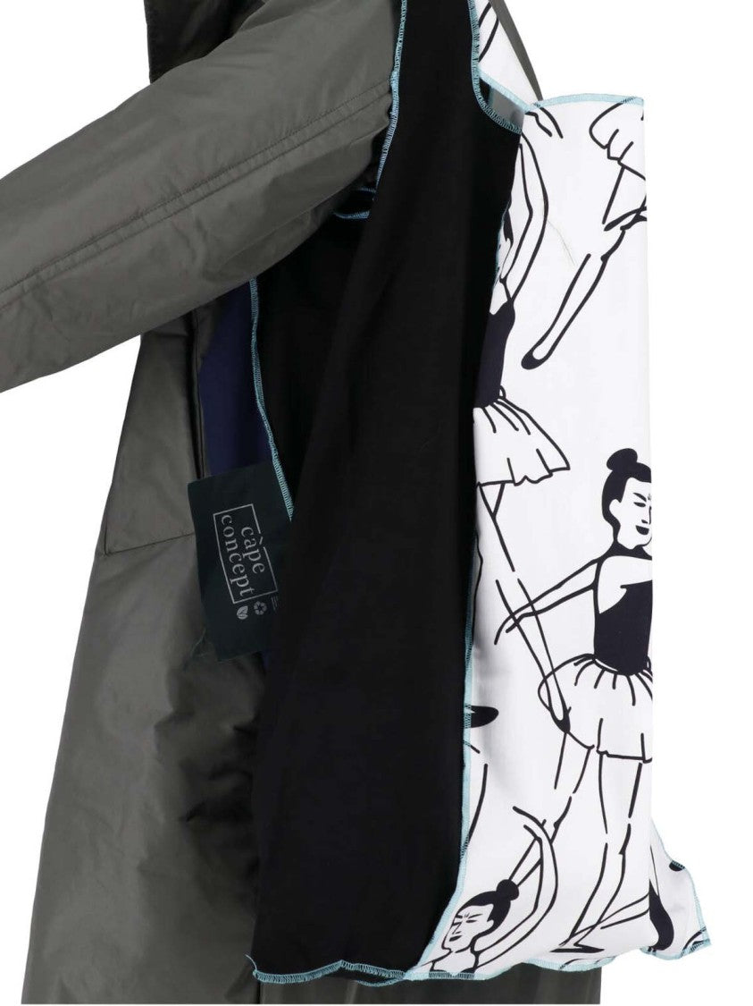 Cape Concept Green Water-Repellent Technical Fabric Cape Coat