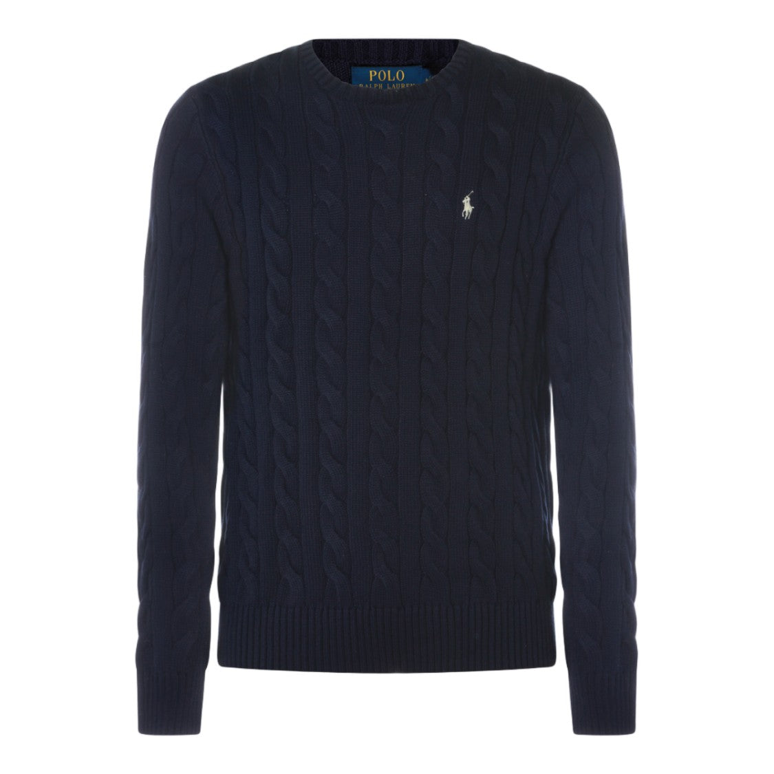 Polo Ralph Lauren Cable Knit Black Sweater With Classic Ribbed Detailing