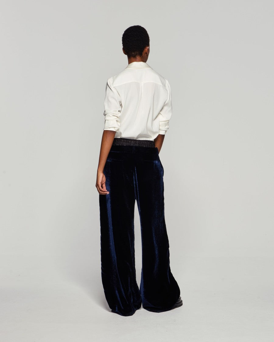 Serena Bute Velvet Double Waistband Relaxed Jogger - Navy