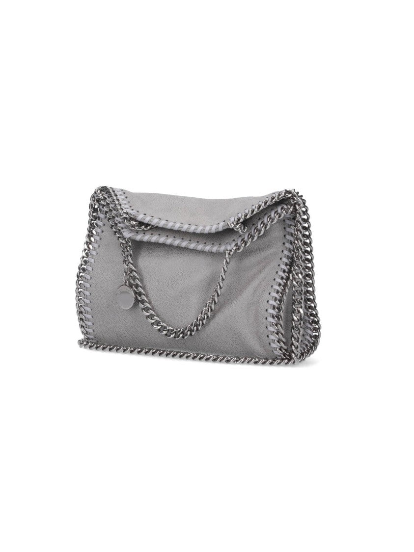 Stella Mccartney Grey Micro Falabella Silver Chain Fabric Tote Bag