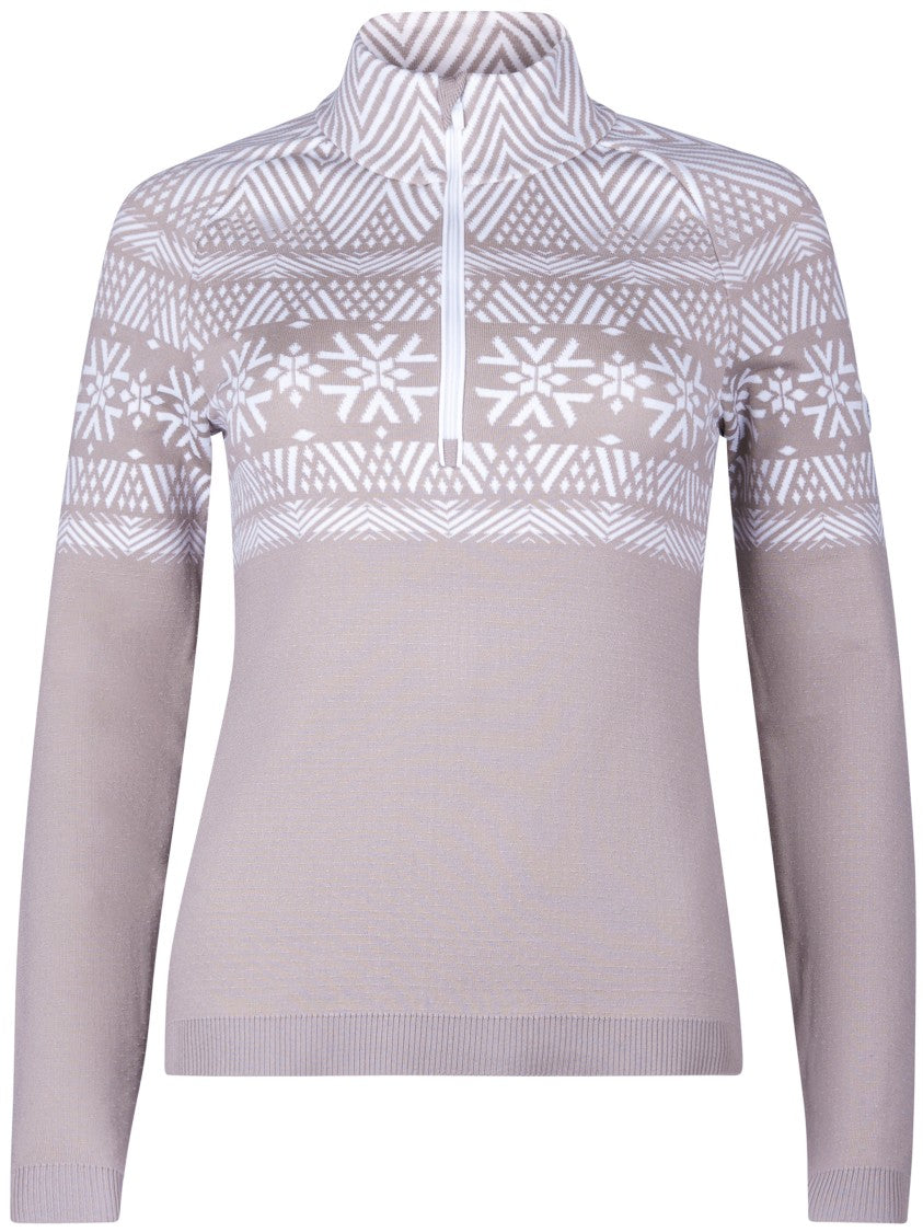 Newland Long-Sleeve High-Collar Top With Geometric Yoke