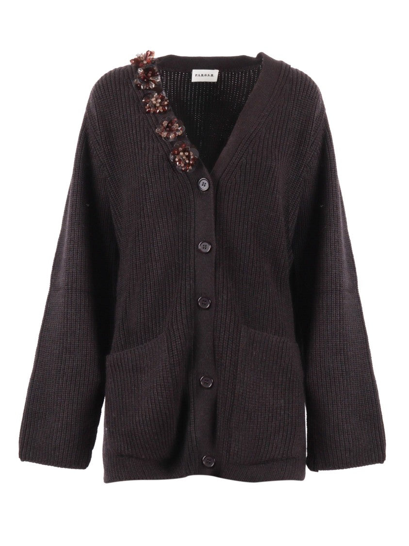 P.A.R.O.S.H. Chunky Ribbed Floral Cardigan