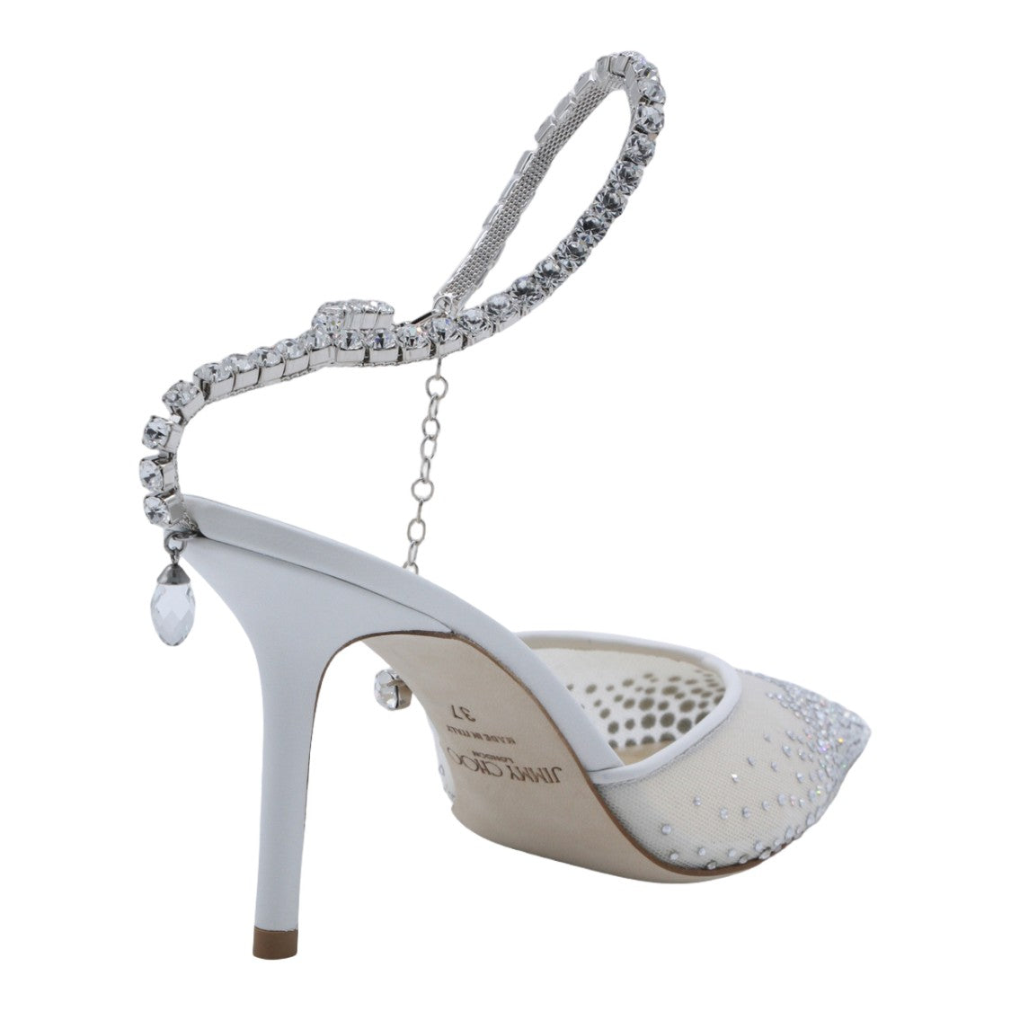 Jimmy Choo Pointed Toe High-Heeled Pumps With Rhinestone Chain