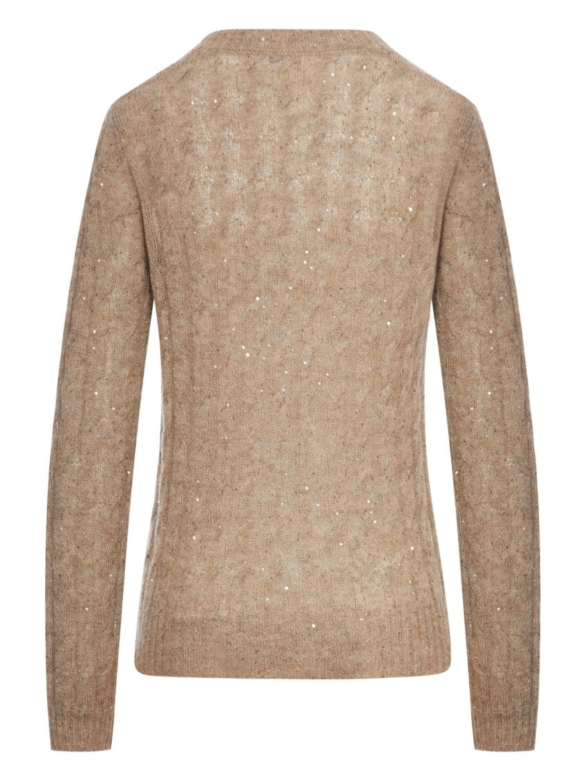 Brunello Cucinelli Textured Knit Long-Sleeved Sweater With V-Neckline