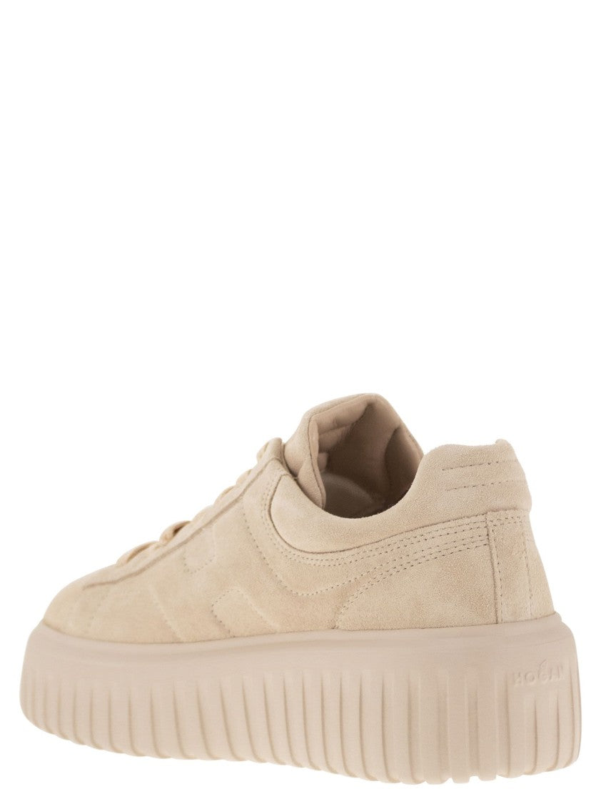 Hogan Suede H-Stripes Sneakers With Memory Foam Cushioning