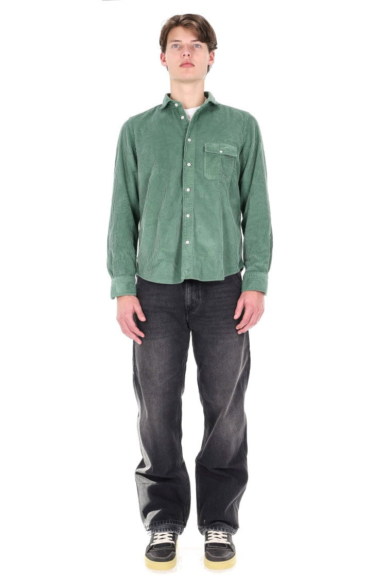 Finamore Corduroy Overshirt With Classic Collar And Flap Pocket