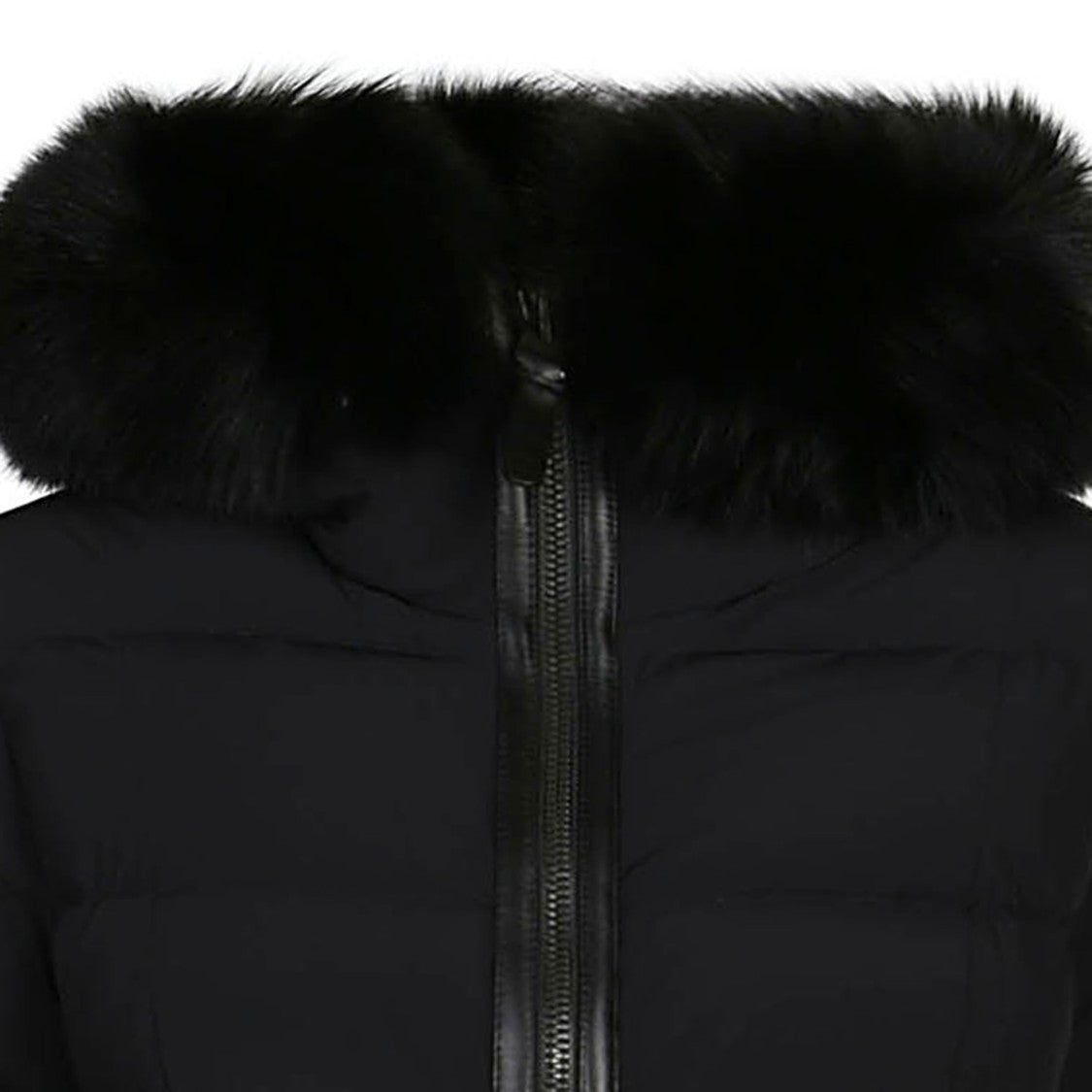 Mackage Quilted Down Coat With Plush Fur Trim And Fitted Silhouette