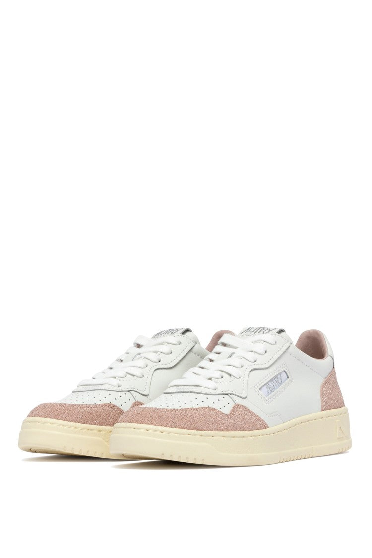 Autry White Medalist Suede Glitter Sneakers