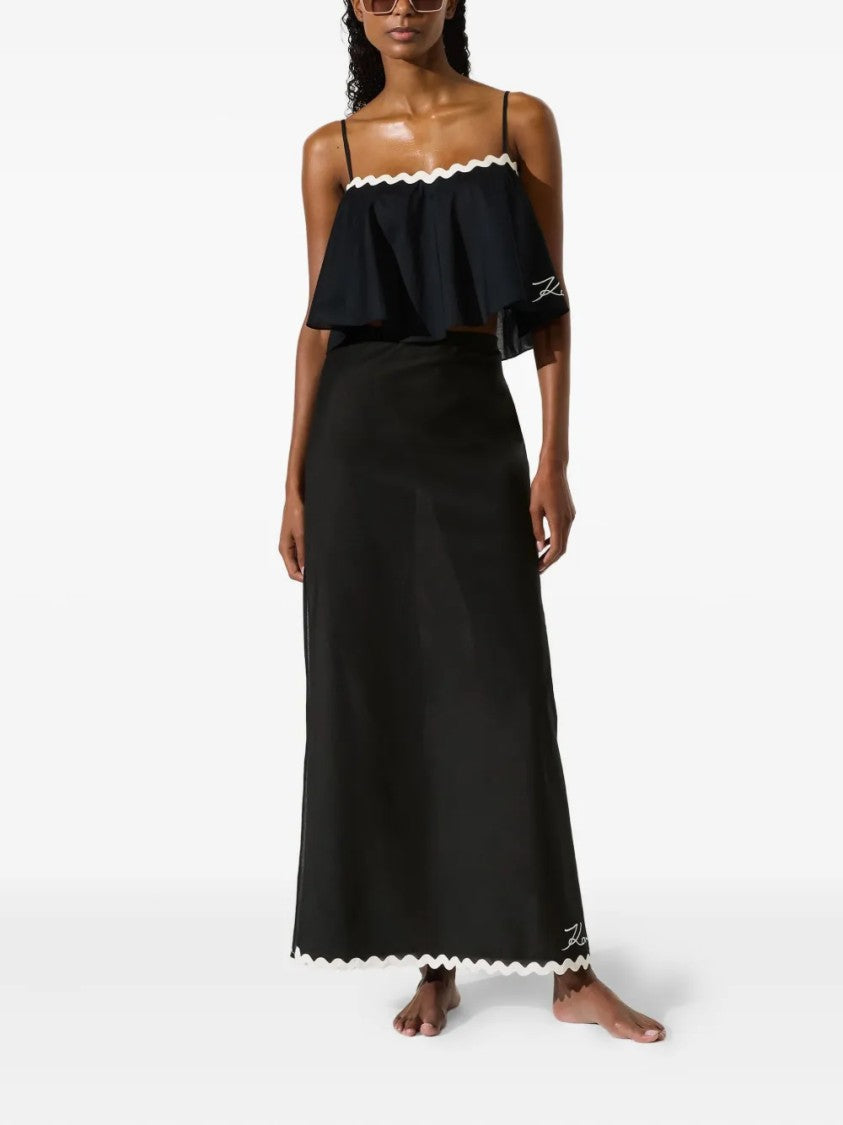 Karl Lagerfeld Sleek Maxi Skirt With Contrasting Scalloped Hem