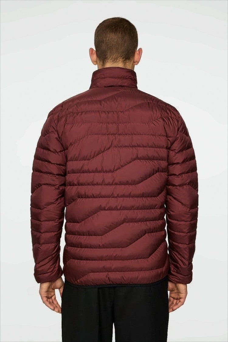J Lindeberg Quilted Burgundy Casual Jacket With Stand Collar