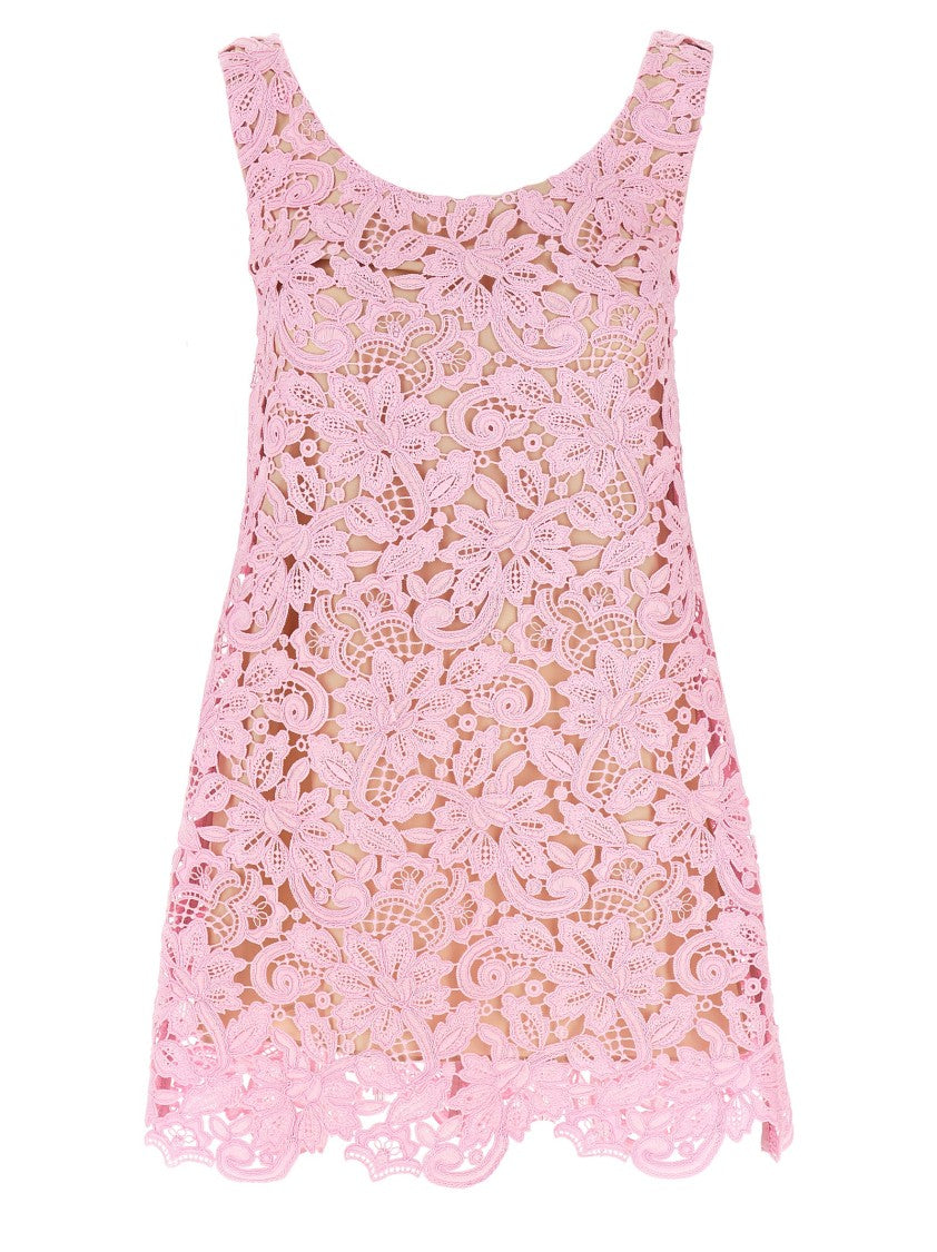Self-Portrait Pink Floral Lace Mini' Dress