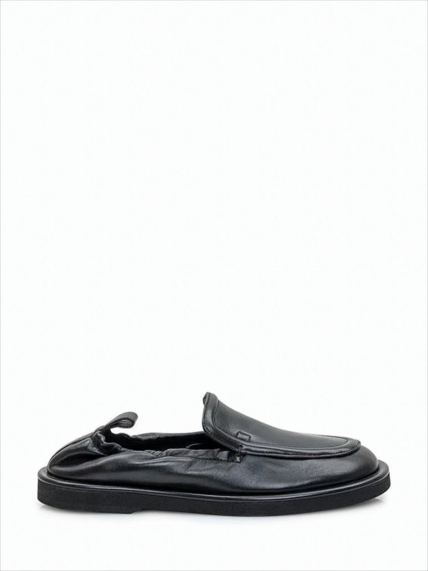 Studio Nicholson Minimalist Black Leather Slip-On Loafers