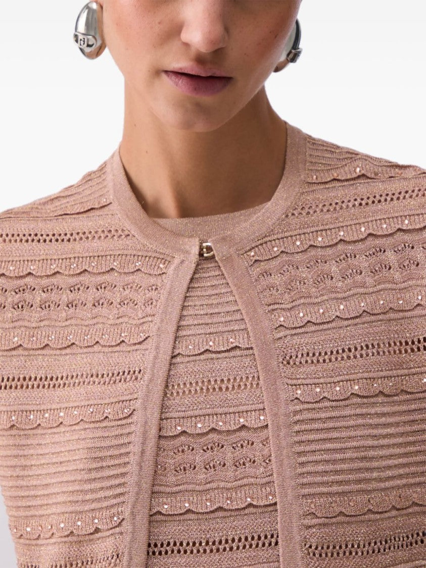 Liu Jo Pink Openwork Knit Cardigan