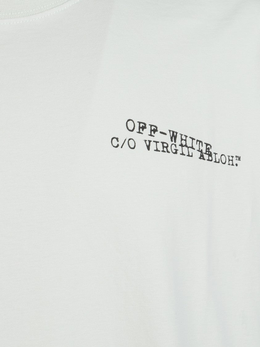 Off-White Aqua Green Heart-Side Print Cotton T-Shirt