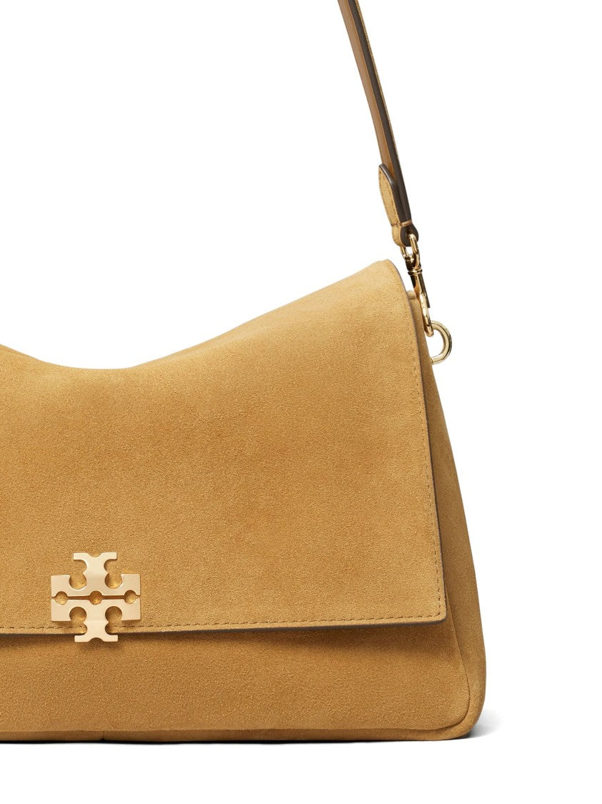 Tory Burch Brown Charlie Structured Suede Shoulder Bag
