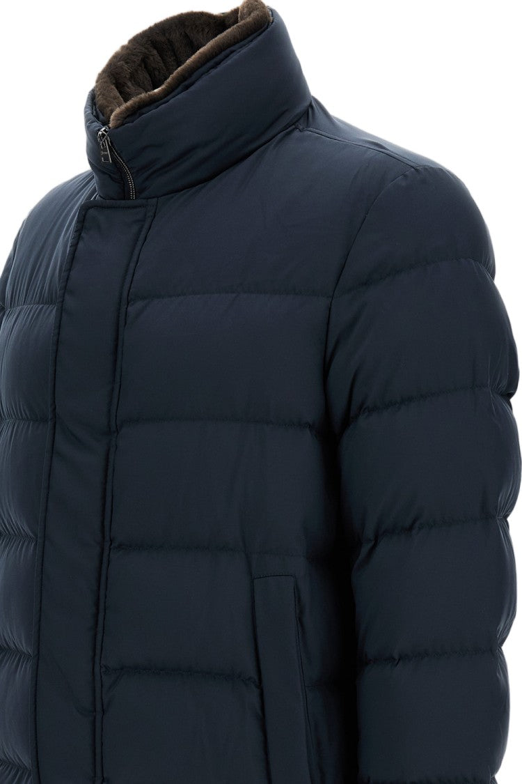 Herno Blue Arendelle Faux Fur Bomber Jacket