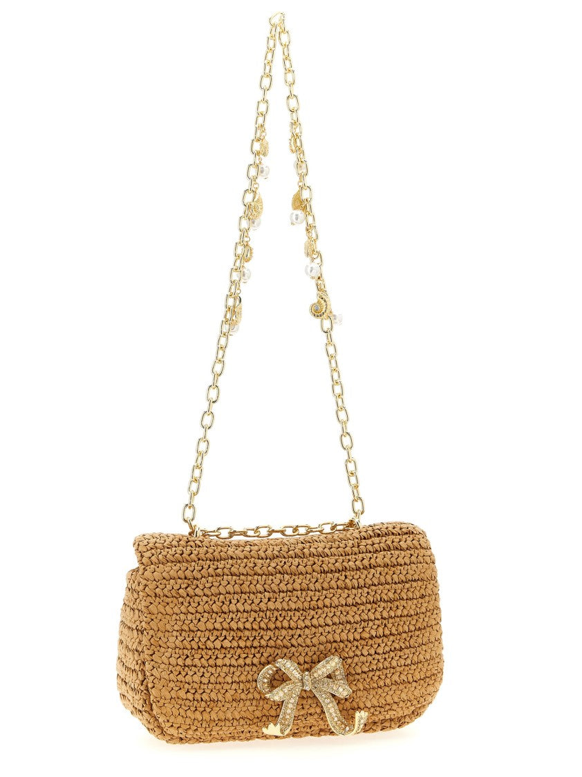 Self-Portrait 'Raffia Bow Charm' Shoulder Bag