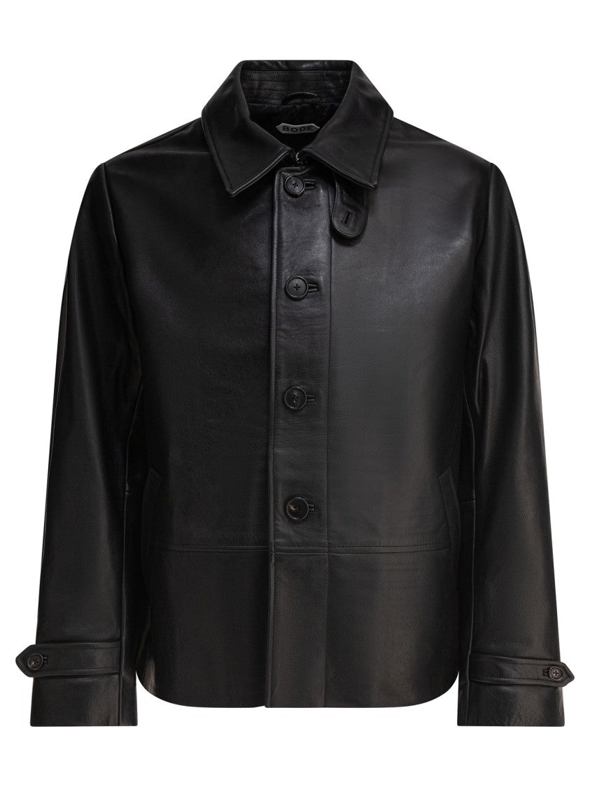 Bode Classic Black Leather Jacket