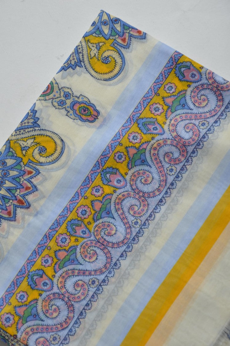 Etro Cotton And Silk Brushed Scarf With Paisley Medallion Print