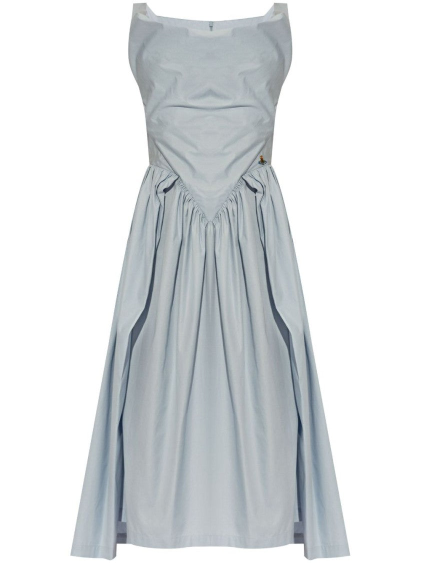 Vivienne Westwood Light Blue Cotton Flared Skirt Midi Dress