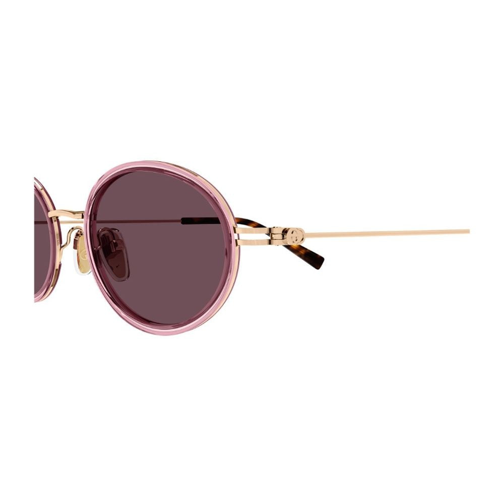 Gucci Gg1980s Emblem Line Oval Pink Gold Metal Emblem Sunglasses